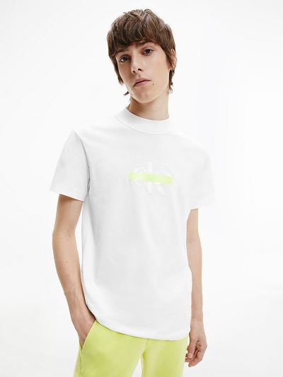 Calvin Klein Ruhák HU848359 | Calvin Klein Organic Cotton Logo Férfi Póló Világos Fehér